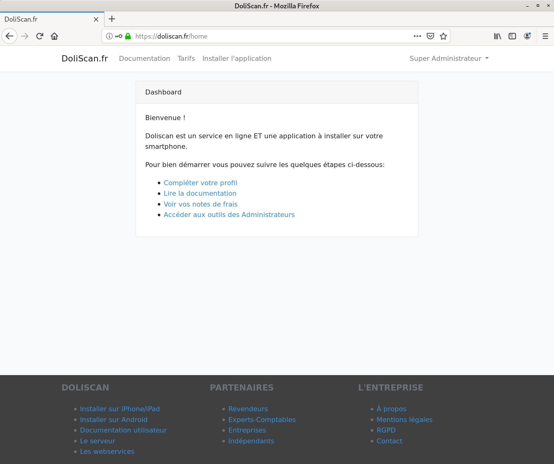 Accueil une fois authentifié