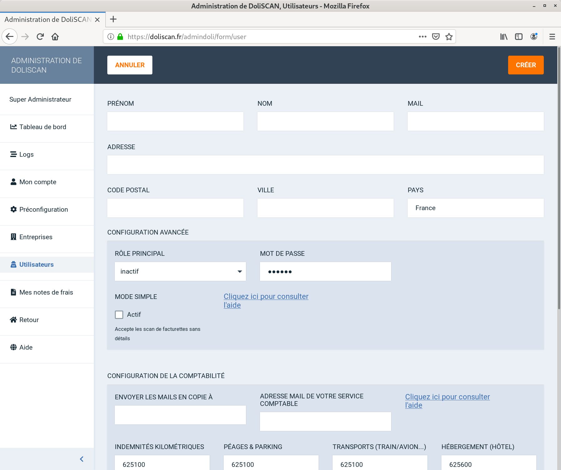 Ajout d'un utilisateur - 1